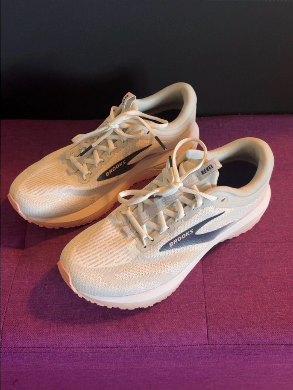 Brooks Revel Women's Running Shoes in white and light pink